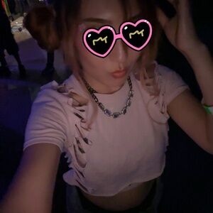 Brandy Melville Pastel Pink Raver Cut-Out Crop T-Shirt